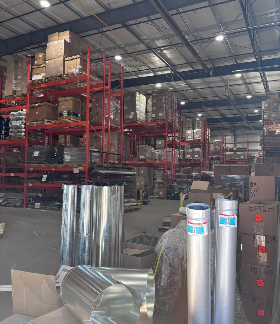 Sheet metal stock and fabricated duct in the Aviation Mechanical shop